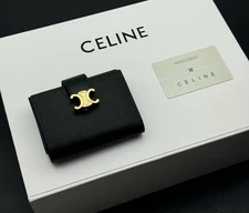 CELINE Triomphe Trifold Wallet – All Leather | Soft Cowhide | 10.5×8×2cm