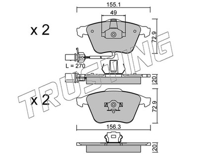 Trusting 565.1 brake pad set, disc brake for Audi, Audi (FAW), Seat
