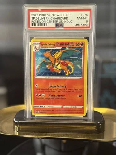 2022 POKEMON SWSH BLACK STAR PROMO #075 SPECIAL DELIVERY CHARIZARD-HOLO PSA 8