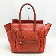 Borsa a mano CELINE Luggage in pelle micro shopper tote bag rossa autentica