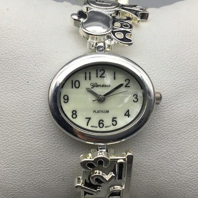 Geneva Teacher School Womens Watch 26mm White Dial Silver Tone New Battery 7.75''