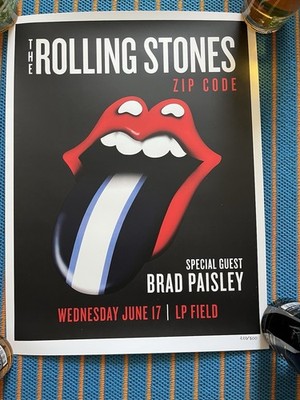 Rolling Stones Nashville Zip Code 2015 Tour Lithograph Poster