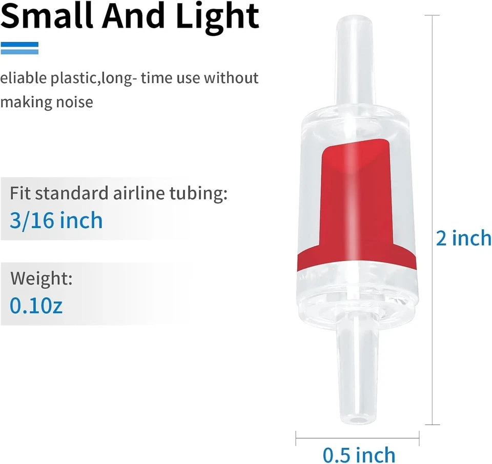 20 PCS Aquarium One Way Non-Return Check Valve Fish Tank Co2 System Air Pump Red - Image 3 of 4