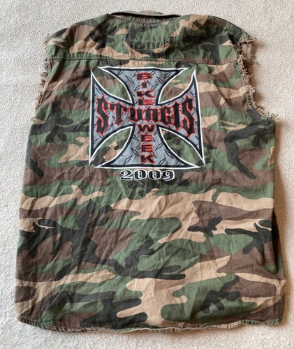 V-Twin Motorcycle Apparel Sturgis Bike Week 2009 Camouflage Cotton Vest Men's XL