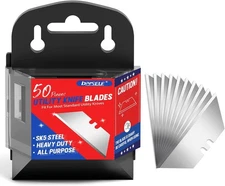 DIYSELF 50 Pack Utility Knife Blades, SK5 Steel Box Cutter 50-Pack, Silver 