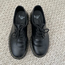 Dr. Martens 1461 Quad Black Polished Smooth Leather Platform Oxford Shoes Size 6