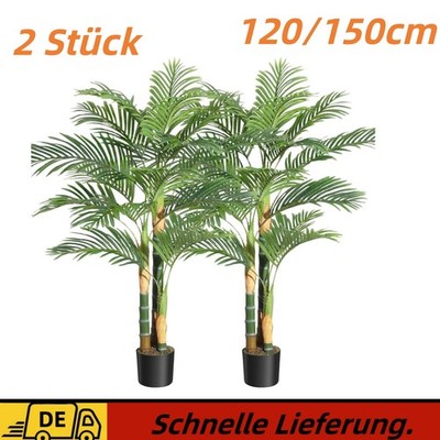 Areca Kunstpalme Künstliche Palme groß Kunstbaum 120/150CM Kunstpflanzen 2Er Set
