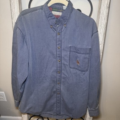 Bugle Boy Company Vintage 90s Blue Crest Logo Button Down Shirt L