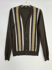 Prada Men  s Cable Knit Cardigan Sweater Size 50 US M Brown Wool Cashmere