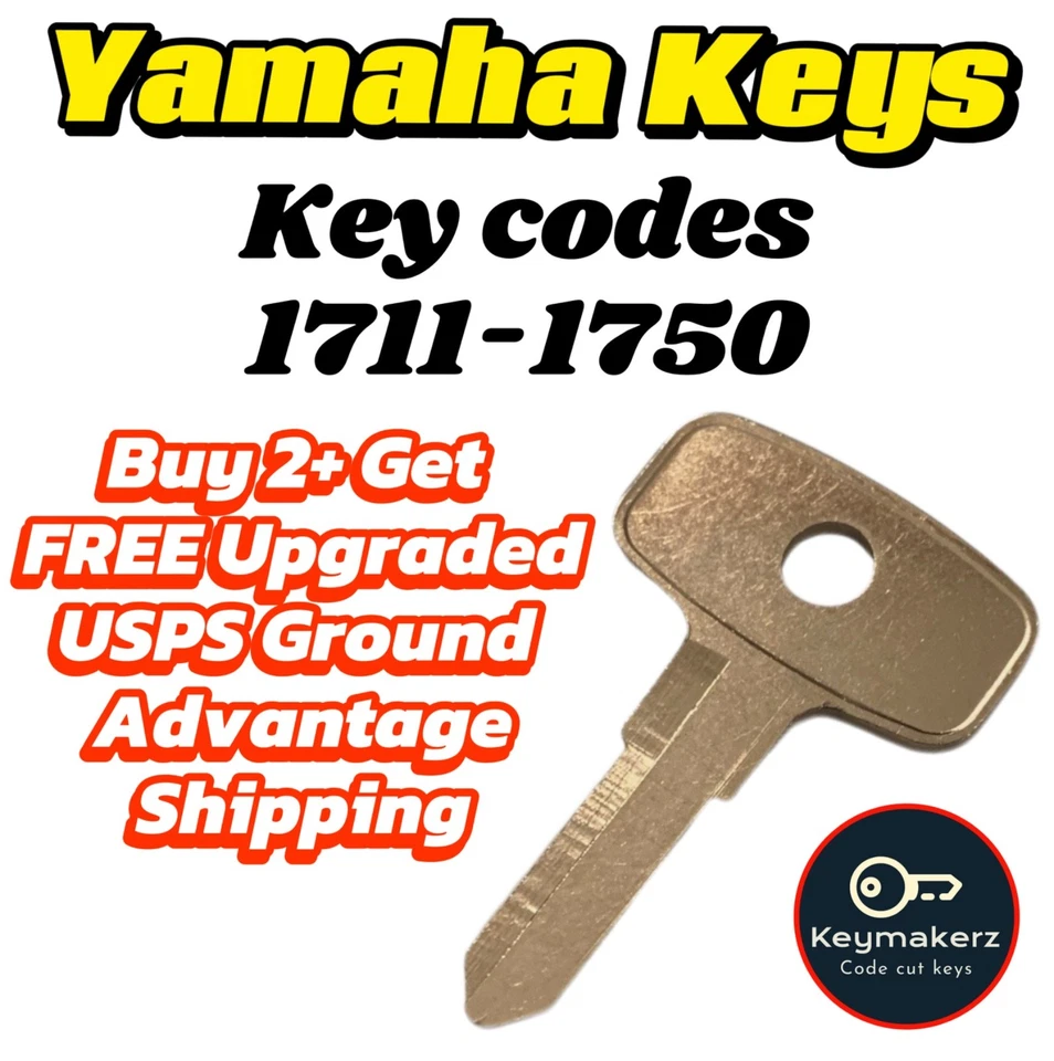 Yamaha Motorcycle Keys Cut to Key Code 1711-1750 Spare Replacement Keys made - Image 2 of 2