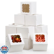Moretoes 15pcs 6x6x5in Cake Boxes Bakery Carriers, Small Bento Cake Container