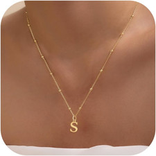 Initial Necklaces for Women Dainty 14K Gold Plated A-Z Letter Pendant Name Neckl