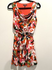 Express Sleeveless Orange Tropical Hawaii Floral Dress Size S