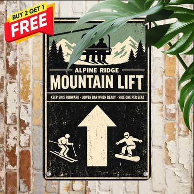 Copper Mountain Ski Lift Winter Sports Resort Cabin Lodge Decor Metal Wall Sign