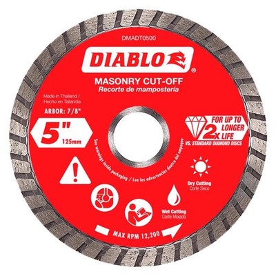 Diablo 5 in. D X 7/8 in. X .08 in. thick Diamond Masonry Cut-Off Disc 1 pk