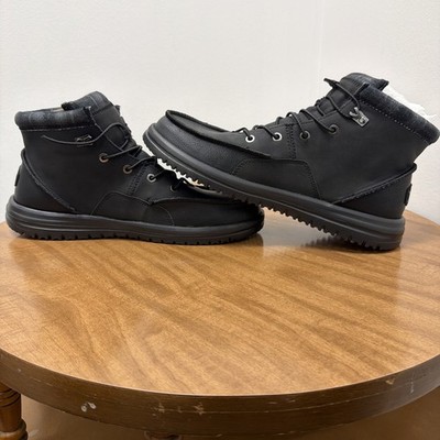 Hey Dude Bradley Leather Boots Black Ankle High Shoe Men  display picture 2