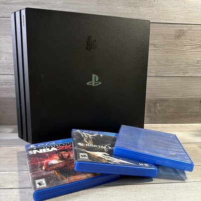 Sony PlayStation 4 Pro Black Console CUH-7115B Ps4 Bundle Controller Cords Games