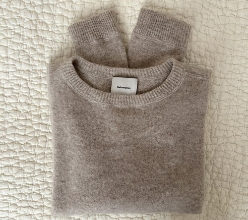 Reformation Cashmere Boyfriend Sweater Beige Barley Women’s Small Original $178