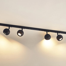 Lindby Linaro single-circuit track lighting system, GU10, 4-bulb, black