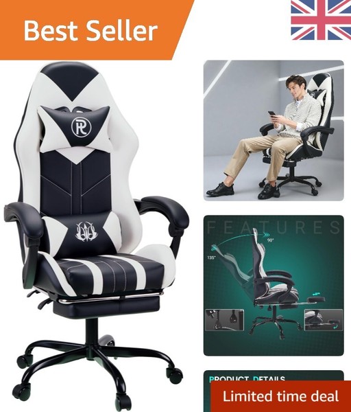 Elegante Silla Gaming con Soporte Lumbar y Acabado Imitación Cuero - Capacidad 200kg