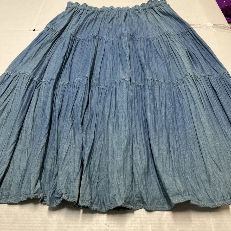 Falda vintage Elisabeth para mujer cambray plisada en capas maxi pull on western Foto 3 de 4