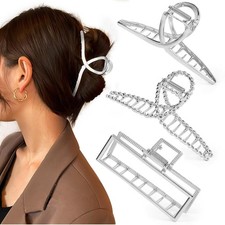 3 PCS Metal Large Hair Claw Clips for Thick Heavy Hair, Big Non-Slip Hair Cat...