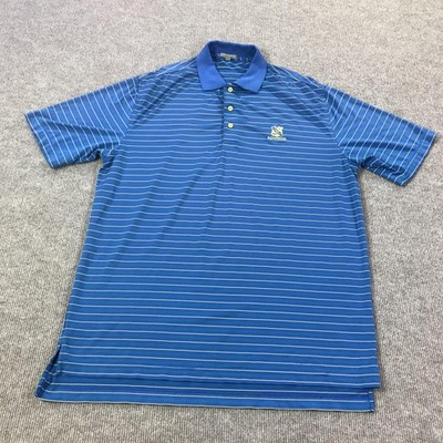 Peter Millar Polo Shirt Mens Large Blue Striped Summer Comfort Golf Ridgewood