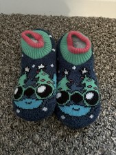 Disney Stitch Christmas Slipper Socks Fuzzy Sherpa Lined Gripper Soles Adult OS