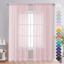 Blush Pink Sheer Curtains 84 Inches Long 2 Panels - Soft Light Filtering Window