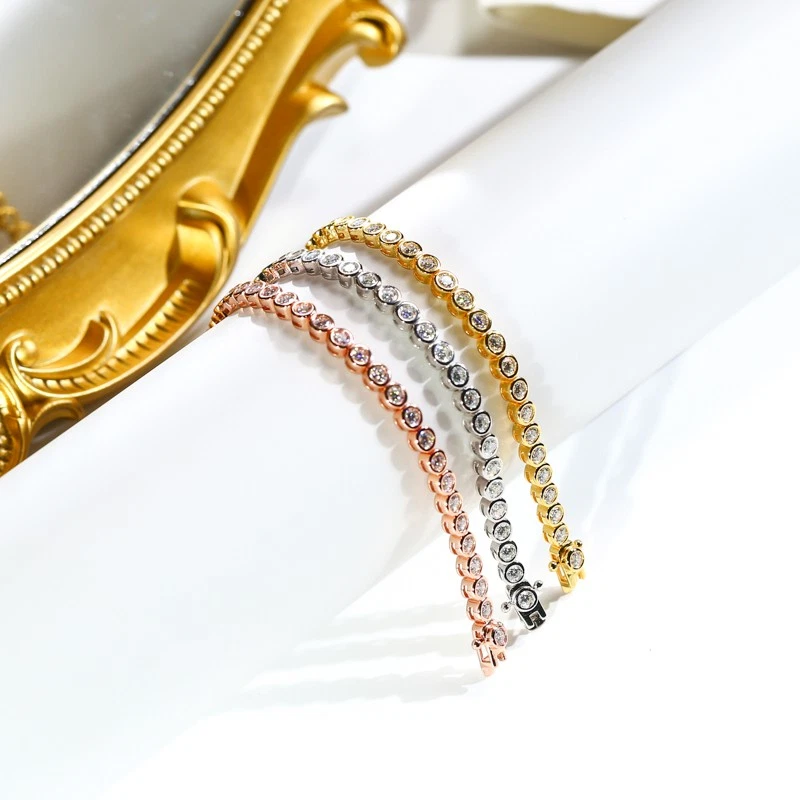 Роскошный теннисный браслет с пузырьками муассанит 4 мм D VVS1 серебро 925 пробы - Изображение 3 из 4