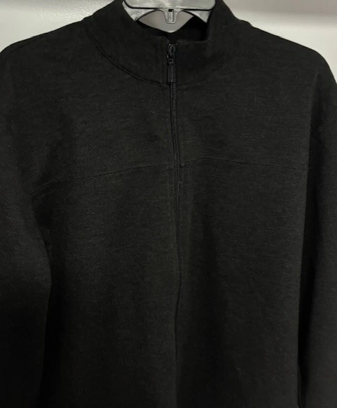 Eddie Bauer Mens Black Fleece Double Zip Mock Neck Jacket XLT Tall Outdoor Prep