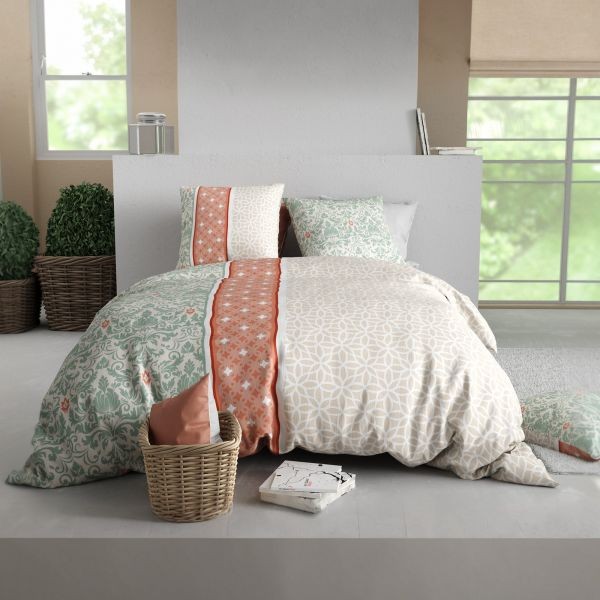 Parure de lit 240x260 cm en coton 57 fils Sérénité blanc épuré pour lit double XL