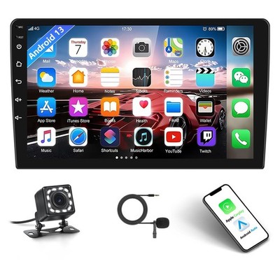 AMprime Android Double Din Car Stereo with Apple Carplay 10.1'' Touchscreen C...