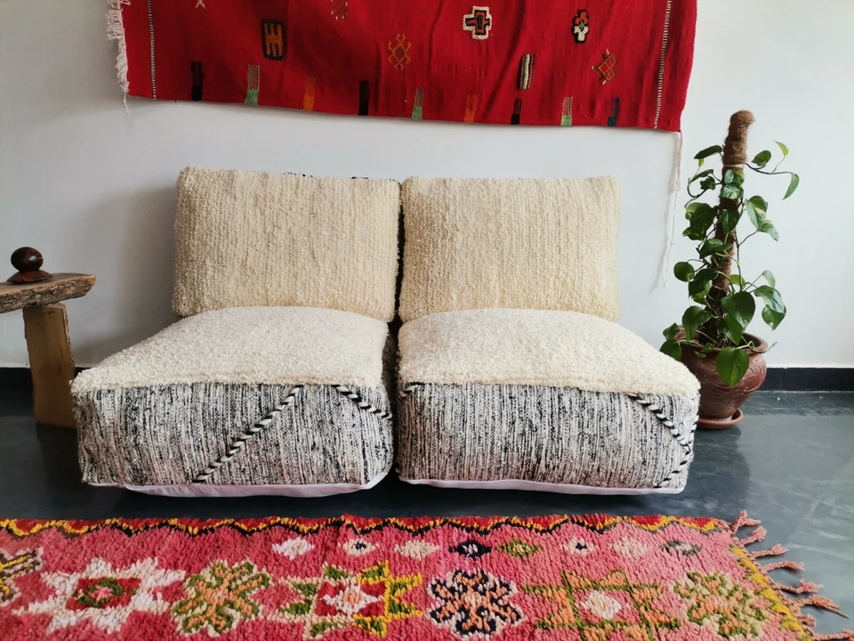 Moroccan Floor Cushion Set - 2 Seats Cushions + 2 Back Cushions + 4 Zipped bags - Image 2 of 4