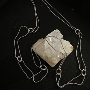 Sterling Silver Hoop And Chain Necklace 30 Inches 
