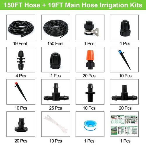 Drip Irrigation Kit 169ft Greenhouse Watering System 1/4 Inch Automatic Patio Mi - Picture 2 of 7