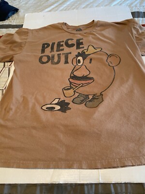 Vintage Y2K Mr Potato Head 2009 Brown Piece Out Hasbro Funny T-shirt Sz L