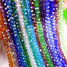 15Strands 6x5mm Crystal Glass Faceted Rondelle Spacer Beads 18.89inch HH4111