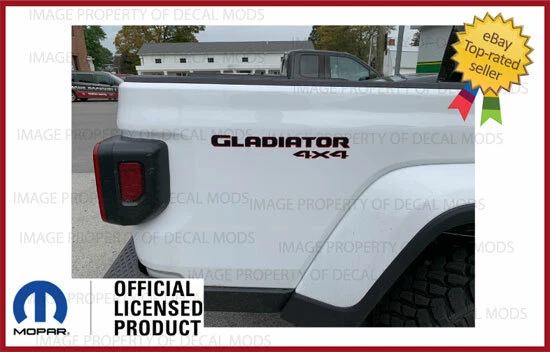 Juego de 2 calcomanías adhesivas laterales de cama Jeep Gladiator 4x4 JT negro rojo gráficos FJ1G3 Foto 3 de 3
