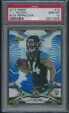 TJ Yeldon 2015 Topps Finest Blue Refractor Jersey Number RC 24/250 PSA 10