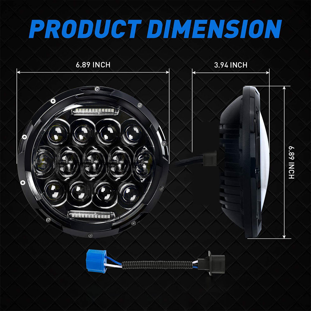 BraveWAY 7 inch led-koplamp, 80 W, 15000 lm, 2 stuks, led
