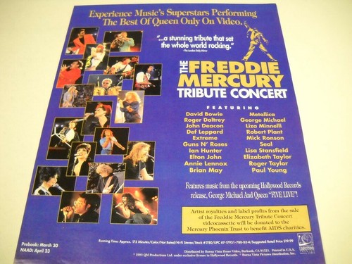 FREDDIE MERCURY 1993 Promo Poster Ad GEORGE MICJAEL Mick Ronson DEF LEPPARD more