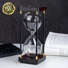 Large 60-Minute Sand Timer,Vintage Wooden Hourglass for Home,Office&Kitchen Deco