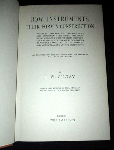 Bow Instruments Their Form and Construction by J. W. Giltay - illustrated - Imagen 2 de 5