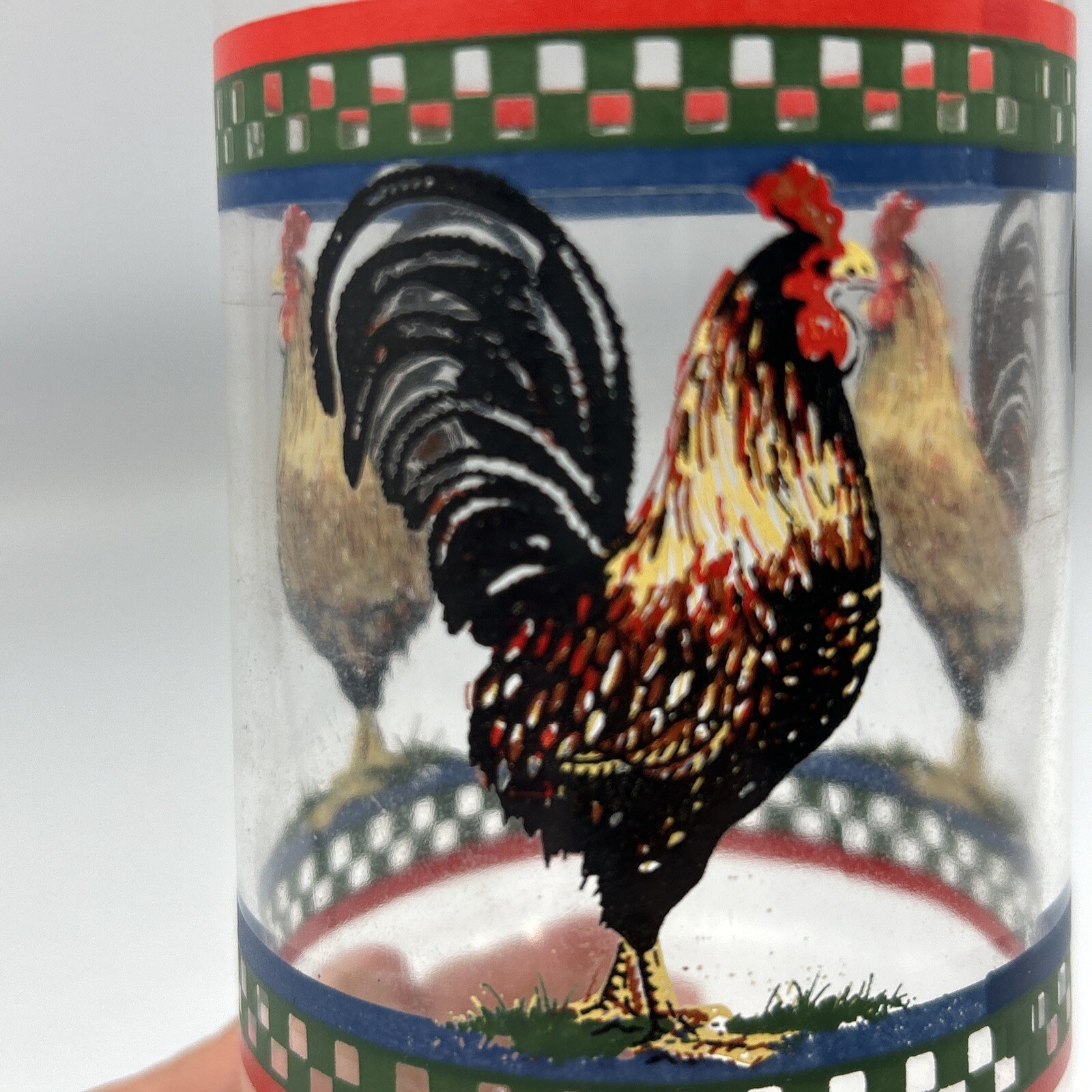 International Tableworks Clear Glass Tumbler Ella's Rooster Pattern