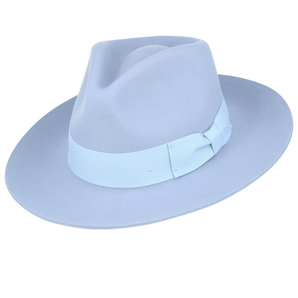 Wool Gladwin Bond Fedora Hat for Men and Women with Wide Stiff Brim