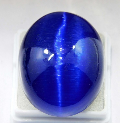 Cabochon ovale occhio di gatto blu crisoberillo naturale 104,30 ct pietra preziosa sfusa - Foto 4 di 8