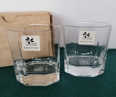 THE GLENLIVET 12 Years Old Scotch Whisky NEW Octagon 8-Sided Glass set of 2 VTG