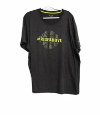 And1 Stop Mens Black Cotton T-Shirt Riseabove Short Sleeve Round Neck Knit 2XL