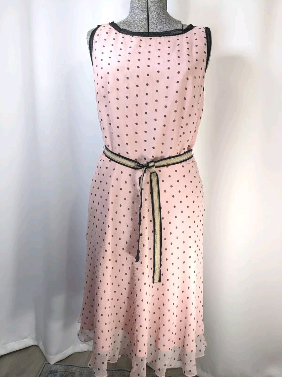 brown and pink polka dot dress Reclaimed Vintage floaty midi with frill detail in mixed print this dress features a flattering V Brown Polka Dot Dress